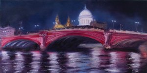 St Paul’s, Blackfriars Bridge, 2013 (olej na plátně) od Antonia Myatt