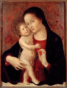 Panna a dítě Malba na dřevě od Antonia Aquili dit Antoniazzo Romano (činný kolem 1461-1508) Ne. 46x37 Genes, Galleria di Palazzo Bianco od Antoniazzo Romano