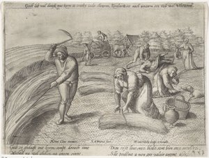 Sklizeň Pěstování obilí (název série) od Antonie Wierix (II) (possibly)