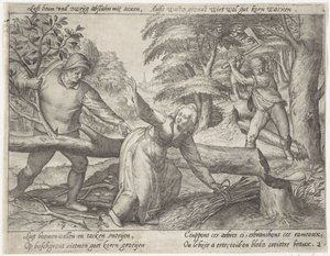 Vyklízení lesa Pěstování obilí (název série) od Antonie Wierix (II) (possibly)