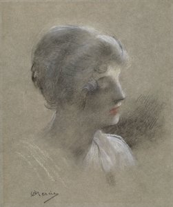 Hlava mladé dámy od Antonin Mercié