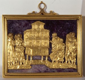Bernardo Buontalenti (1531-1608) Představuje model průčelí katedrály Santa Maria del Fiore, asi 1587 (zlato na drahém kameni) od Antonio (fl.1578 1624) Giambologna (1529 1608) and Susini