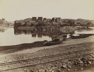 Philae, pohled na východní břeh Nilu, severozápad od Antonio Beato
