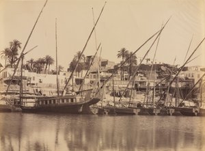 Pohled na Asuán - podél Nilu, c. 70. - 80. léta 19. století. od Antonio Beato