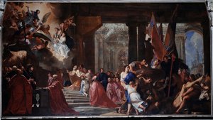 Slib dóžete Nicola Contariniho blahoslavenému Lorenzu Giustinianimu, že se může přimluvit za osvobození Benátek od moru z roku 1630 (obraz