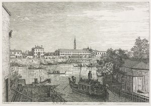 Pohledy: Přístav v Dolo, 1735-1746. od Giovanni Antonio Canal