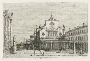 Pohledy: Tři sloupy a socha na mořském pobřeží, 1735-1746. od Giovanni Antonio Canal
