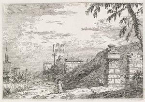 Pohledy: Dva zničené pilíře od Antonio Canaletto