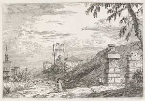 Pohledy: Dva zničené pilíře, 1735-1746. od Giovanni Antonio Canal