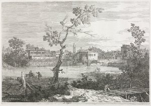 Pohledy: Pohled na Burano, město na ostrově v Benátské laguně, 1735-1746. od Giovanni Antonio Canal