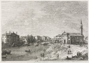 Pohledy: Pohled na Dolo, město na řece Brenta, západně od Benátek, 1735-1746. od Giovanni Antonio Canal