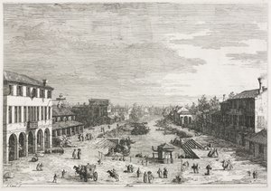 Pohledy: Pohledy na Mestre, město v provincii Benátky od Antonio Canaletto