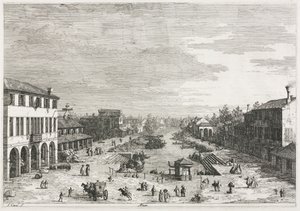 Pohledy: Pohledy na Mestre, město v provincii Benátky, 1735-1746. od Giovanni Antonio Canal