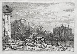 Pohledy na Benátky a okolí: Město za řekou od Antonio Canaletto