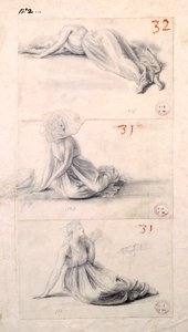 Ženská postava ve třech různých polohách od Antonia Canova (1757-1822), kresba od Antonio Canova