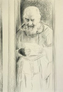 Padre Pio Reading, 1988-89 (uhl na papíře)