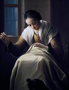 Švadlena, Antonio Cifrondi (1657-1730), Olej na plátně od Antonio Cifrondi