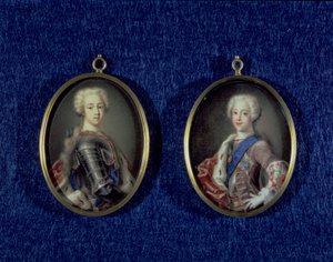 Princ Henry Benedict Stuart (1725-1807) a princ Charles Edward Stuart (1720-88), kolem 1734 (olej na slonovině) od Antonio David