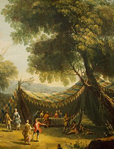 Stan na venkově s živou hudbou, detail z jara, od Antonia Dizianiho (1737-1797), olej na plátně, 74x92 cm, Itálie