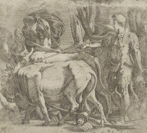 Cadmus obdělával pole, kde zasel dračí zuby, 1540-45.