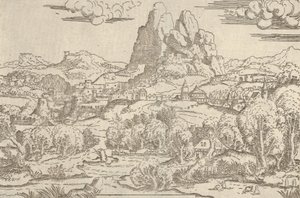 Krajina z rámu Venus Pushing Cupid, 1540-45. od Antonio Fantuzzi