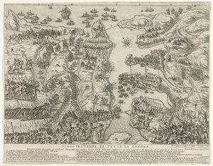 Přehled celé bitvy na Maltě Dimostrazione di tutta la guerra (název na objektu) The Siege of Malta (název série) od Antonio Francesco Lucini