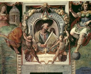 Amerigo Vespucci (1452-1512) ze „Sala del Mappamondo“ (síň map světa) (freska)