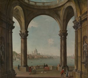 Capriccio se St. Pauls a Old London Bridge. od Antonio Joli