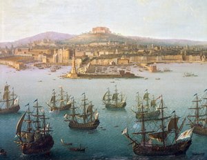 Karel Bourbonský Odlétá z Neapole do Španělska, 7. října od Antonio Joli
