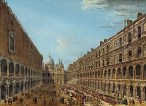 Procesí na nádvoří vévodského paláce, Benátky, 1742 nebo později. od Antonio Joli