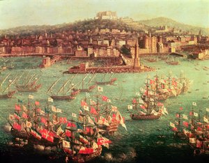 Flotila španělského krále Karla III. (1716-88) před městem Neapol, 6. října 1759 (olej na panelu)