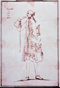 Portrét Carla Broschiho zvaného Farinelli (1705-1782) Italský kastrát (kastrát) Karikatura od Antona Maria Zanettiho (1680-1767). 18. století. Soukromá sbírka.