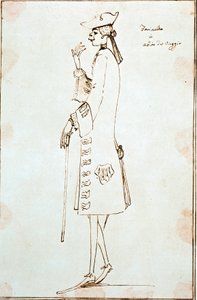 Portrét kastrovaného zpěváka Carla Broschi dit Farinelli (1705-1782) představuje během své cesty do Benátek, aby provedl La Didone abandonnata Tommasa Albinoniho “” ” kolem roku 1725. Kresba Anton Maria Zanetti (1680-1767) Benátky Fondazione Cini