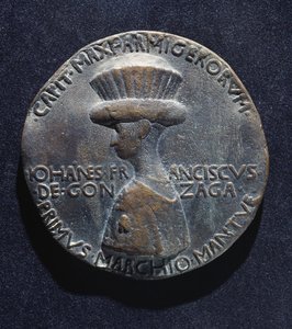 Bronzová medaile Gianfrancesca Gonzagy (1395-1444), líc, navrhl Antonio di Puccio Pisano, známý jako Pisanello (cca 1395-1455), průměr 10,20 cm od Antonio Pisanello