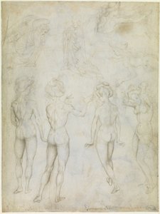 Čtyři studie ženského aktu, zvěstování a dvě studie plavání ženy, c.1425 od Antonio Pisanello
