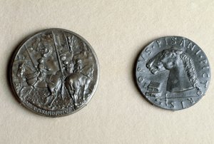 Medaile Francesca Sforzy, pána z Cremony, na koni (bronz) od Antonio Pisanello