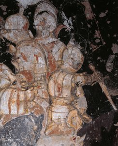 Turnaj-bitva u Louvezerp od Antonia Pisana známý jako Pisanello (před rokem 1395-cca 1455), freska, detail, Palazzo Ducale, Mantua od Antonio Pisanello