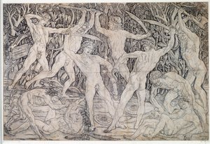 Boj nahých válečníků Kresba Antonia Pollaiola (Pollaiuolo nebo Benci) (asi 1431-1498) 1470 Oddělení tisků a kreseb, Uffizi Florencie od Antonio Pollaiuolo