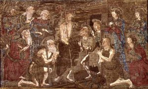 Sestup Krista do limba a propuštění sv. Jana Křtitele, tapisérie zobrazující výjevy ze života světce (textil) od Antonio Pollaiuolo