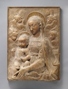 Madonna a dítě s anděly, kolem 1455-60 (mramor se zlacenými detaily)