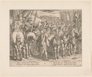 Alexandr Veliký najde Dariovo tělo Skutky Alexandra Velikého (název série) Alexandri magni praecipvae res gestae (název série) od Antonio Tempesta