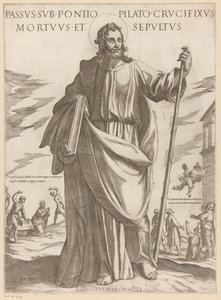 Heilige Jakobus de Mindere Utrpení pod Pontským Pilátem, ukřižovaný, mrtvý a pohřbený (titul na předmětu) Kristus, Marie en de apoštol (název série) od Antonio Tempesta