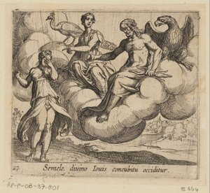 De wens van Semele Semele je zabita stykem s božským Jupiterem (titul na předmětu) Metamorphoseon nebo transformace (název série) Metamorfosen van Ovidius (název série) od Antonio Tempesta