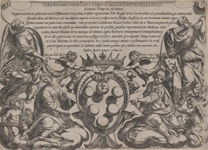 Frontispis k „Bitvám Starého zákona“ s pažemi Medicejských korunovaných ..., 1660. od Antonio Tempesta