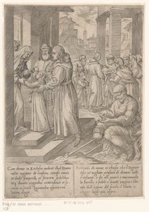 H. Antonius přivádí svou sestru k jeptiškám Život svatého Antonína Velikého (název série) od Antonio Tempesta