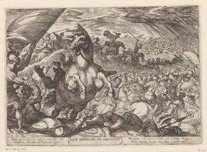 Joshua přikazuje slunci, aby zůstalo stát Iosue imperante sol constitit (název na objektu) Starý zákon bitevní scény (název série) od Antonio Tempesta