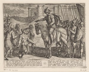 Muži z pevnosti se vzdávají Juliu Civilisovi Batavské války proti Římanům (název série) Batavorum cum Romanis Bellum (název série) od Antonio Tempesta