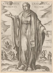 Maria Zdrávas Maria, milosti plná, Pán s tebou (titul na předmětu) Kristus, Marie en de apoštol (název série) od Antonio Tempesta