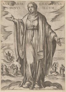 Maria Zdrávas Maria, milosti plná, Pán s tebou (titul na předmětu) Kristus, Marie en de apoštol (název série) od Antonio Tempesta