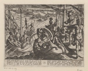 Nizozemské a římské lodě na Rýně Batavské války proti Římanům (název série) Batavorum cum Romanis Bellum (název série) od Antonio Tempesta